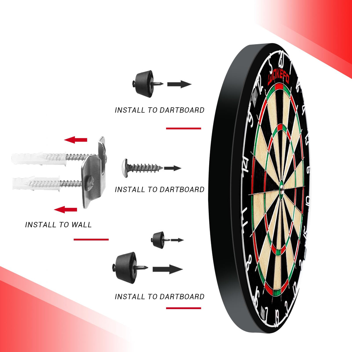 Professional Dart Boards, Competition Bristle Dartboard and Darts for Adults, Steel Tip Dart Board Set in Game Room/Bar/Office, Regulation Size High Grade Sisal Dartboards with 6 Metal Tip Darts Wakefa