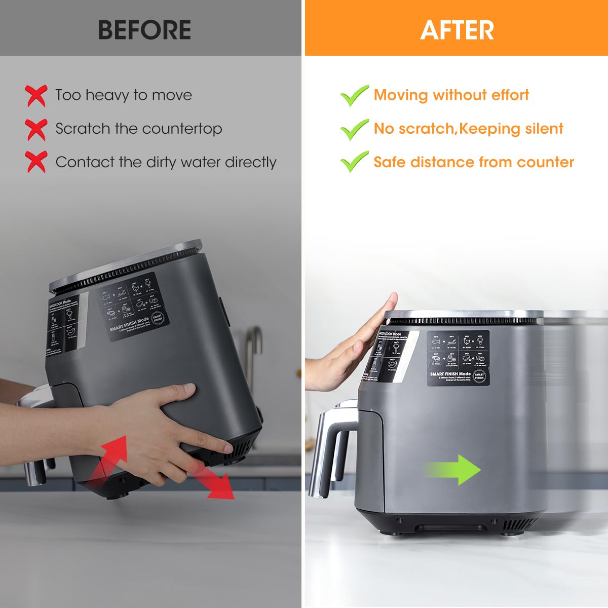 Aieve Appliance Sliders for Kitchen Appliances, 8 Pack Self Adhesive Mini Universal Caster Wheels, Countertop Small Appliance Rollers Suitable for Coffee Maker, Air Fryer, Small Furniture, Storage Box AIEVE