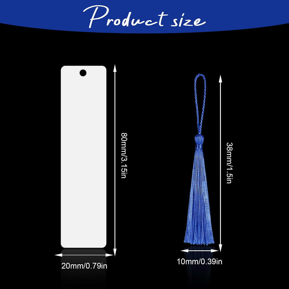 Tenare 30 Pieces Sublimation Blank Bookmark Heat Transfer Metal Aluminum DIY Bookmark with Hole and Colorful Tassels for Crafts, Birthday Wedding, Single-Sided Printing Tenare