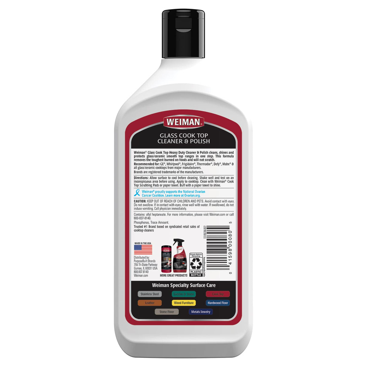 Weiman Non-Abrasive, No Scratch Induction Glass Ceramic Stove Cooktop Heavy Duty Cleaner and Polish, 20 Ounce Weiman