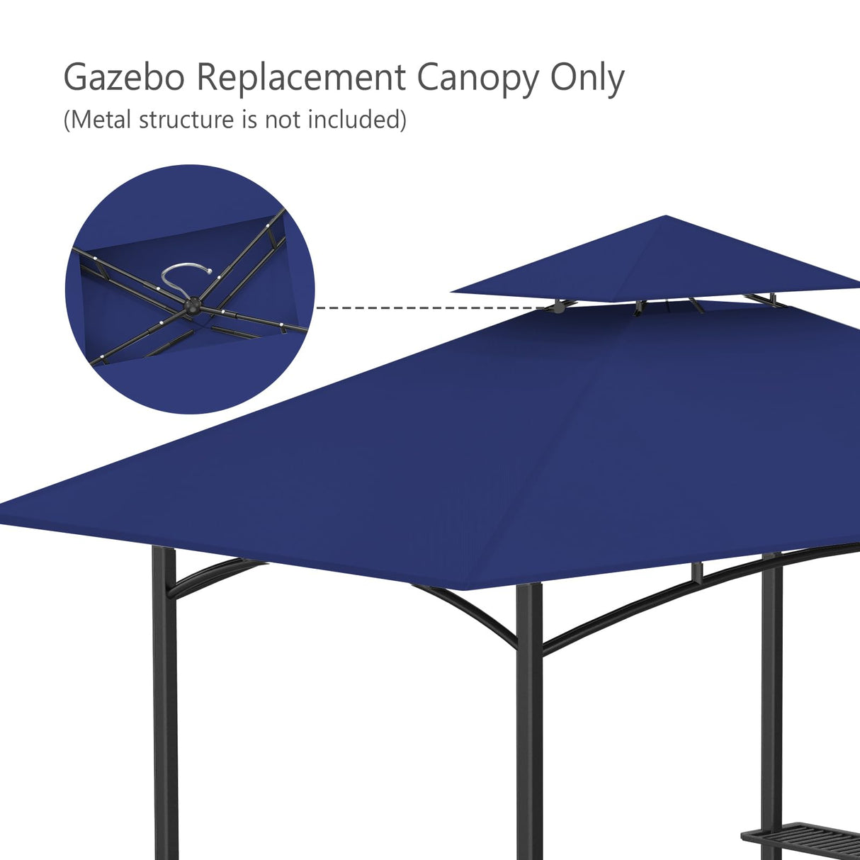 Grill Gazebo Replacement Canopy Top Only - 5' x 8' Outdoor BBQ Gazebo Canopy Roof, Waterproof Double Tiered Shelter Cover Fit for Model L-GG001PST-F Iheqard