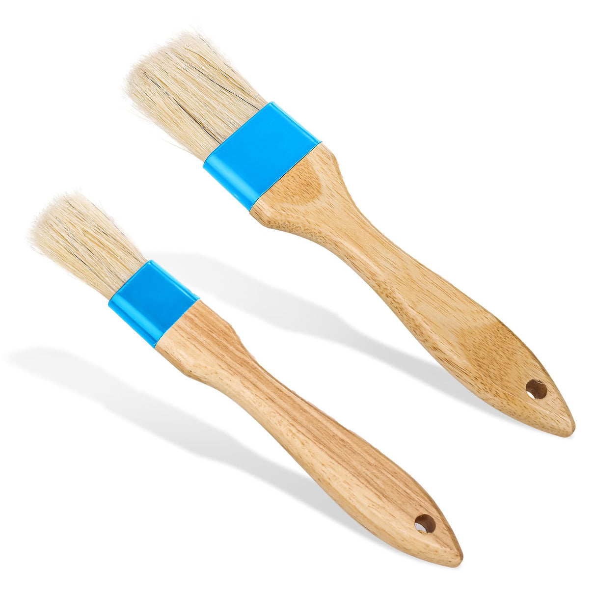 2pcs Pastry Basting Brushes, Oil Brushes Boar Bristle Brushes BBQ Brushes for Sauce Baking Brush BBQ Basting Brush Kitchen Brush for Spreading Butter Cooking Grilling (Small + Medium) LUTER