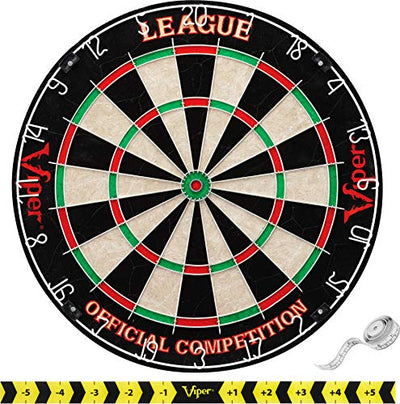 Viper League Regulation Bristle Steel Tip Dartboard Set with Staple-Free Bullseye, Galvanized Metal Thin Radial Spider Wire; High-Grade Compressed Sisal Board with Rotating Number Ring Extending Life
