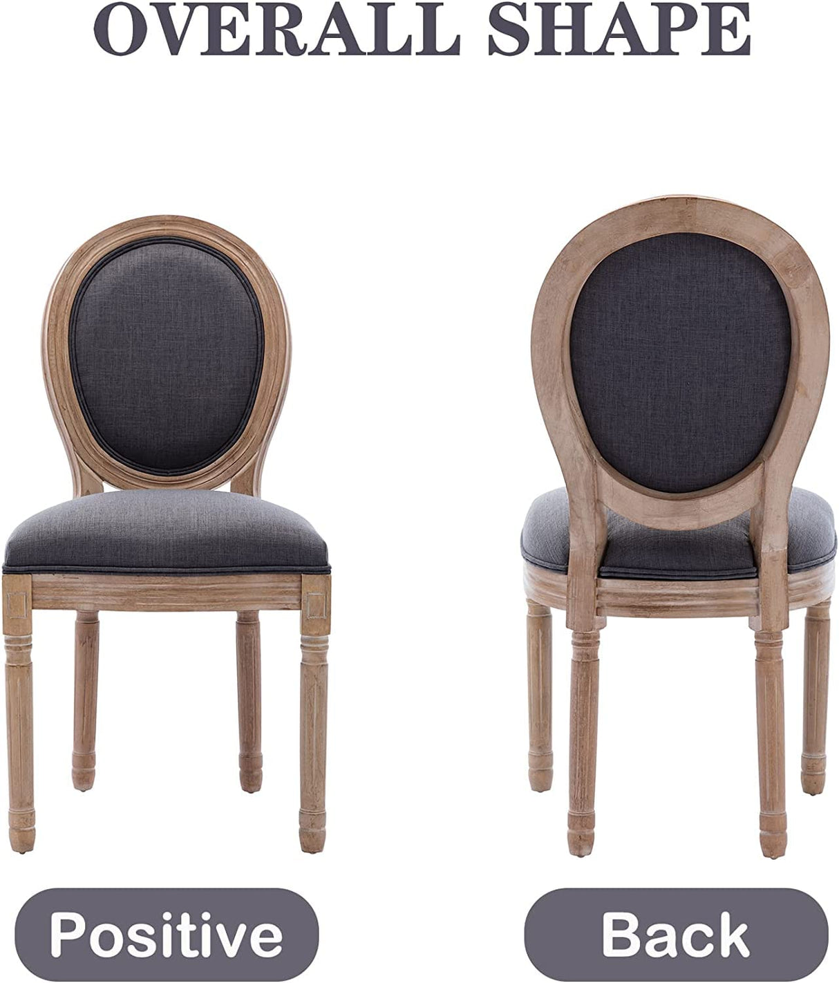 Nrizc French Country Dining Chairs Set of 6, Farmhouse Dining Chairs, Wood Round Back Dining Room Chair for Dining Room/Living Room/Bedroom Nrizc