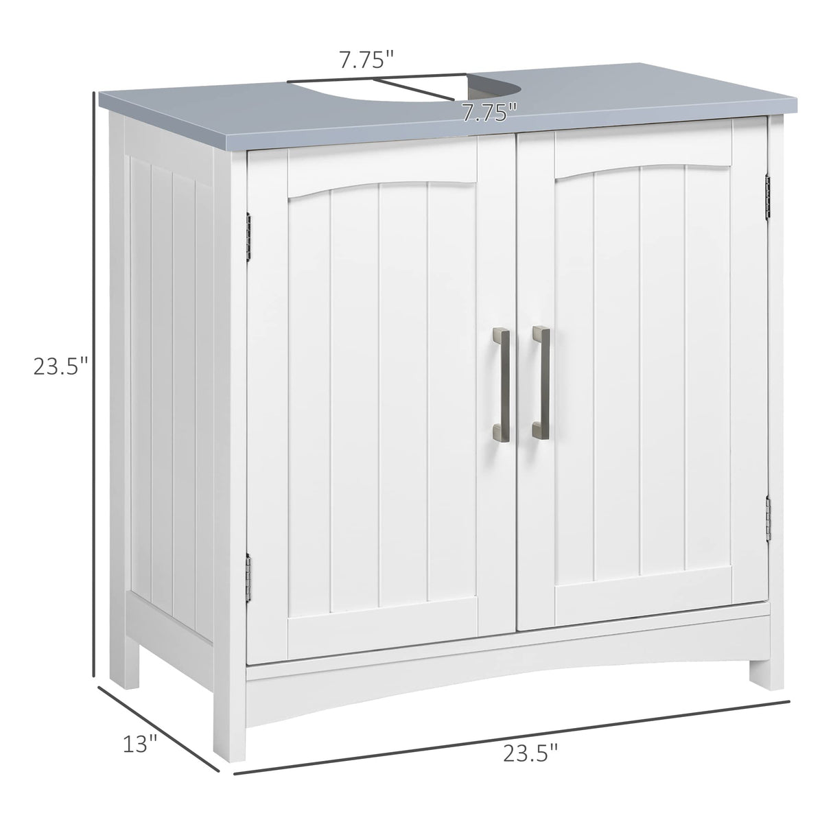 kleankin Pedestal Sink Storage Cabinet, Under Sink Cabinet with Double Doors, Modern Bathroom Vanity Cabinet with Adjustable Shelves, White kleankin