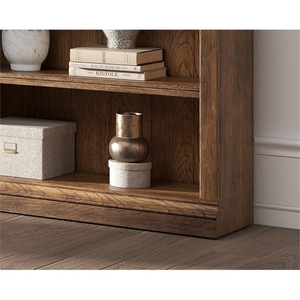 Martin Furniture Traditional 8' Tall Bookcase Wall with Ladder, Storage Organizer, Display Shelf Unit for Office, Living Room, Brown Martin Furniture