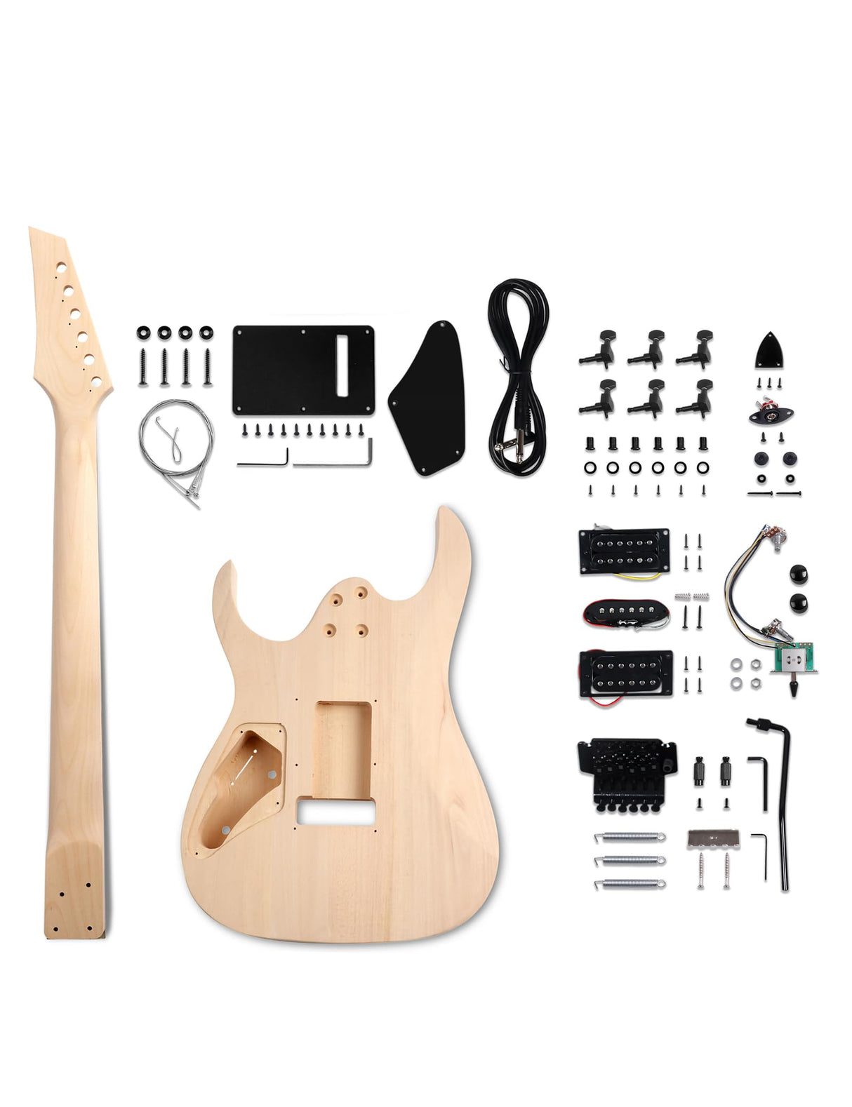 Fistrock DIY Electric Guitar Kit Beginner Kit 6 String Right Handed with Basswood Body Hard Maple Neck Poplar Laminated Fingerboard Black Hardware Build Your Own Guitar JS Series. Fistrock