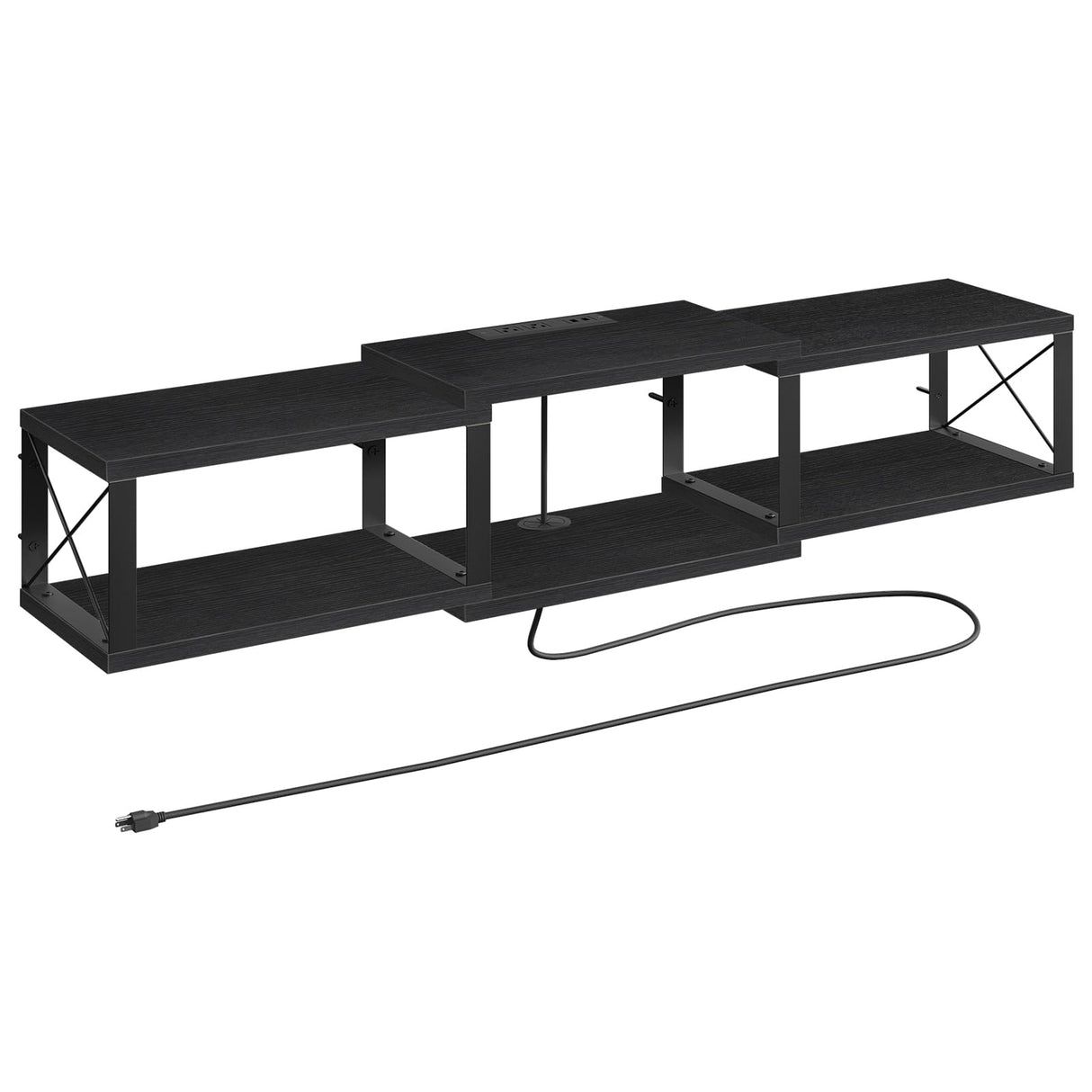 MAHANCRIS Floating TV Stand with Power Outlet, Wall-Mounted Entertainment Console Center with Storage, Floating TV Shelf for Under TV Storage, for Living Room, Bedroom, Black TVHB101E01 MAHANCRIS