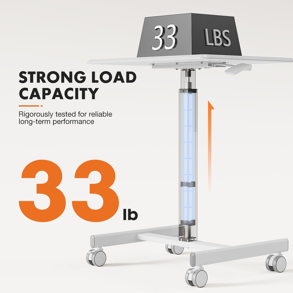 Sweetcrispy Mobile Small Stading Desk - Sit Stand Desk, Portable Rolling Laptop Desk with Lockable Wheels, Computer Workstations, Adjustable Height, White Sweetcrispy