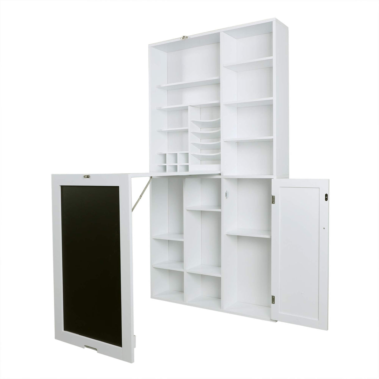 Utopia Alley Collapsible Fold Down Desk Table | Computer Desk with Large Storage Cabinet & Bottom Shelves, Stylish Furniture for Home Office, Crafting, and More (White) Utopia Alley