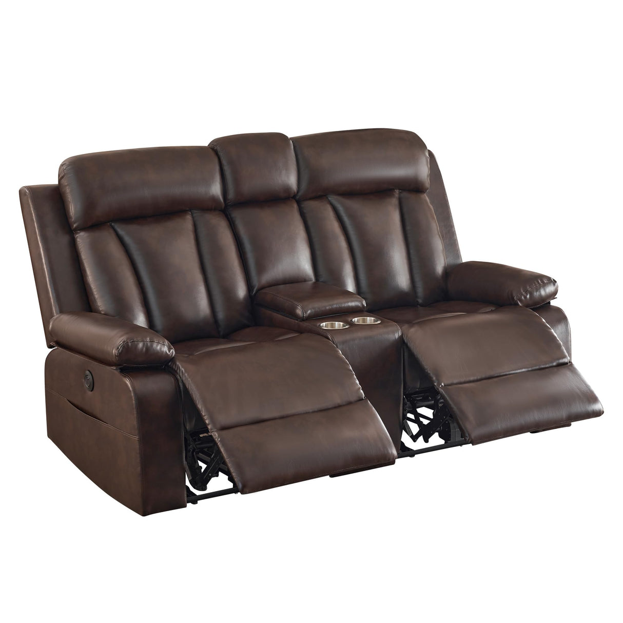 GUEAPY Power Reclining Loveseat with Console, 70.9" Faux Leather Loveseat Recliner with Heat & Massage, Double RV Recliner Sofa with Cup Holders, USB & Type-C Ports, Storage Pocket GUEAPY