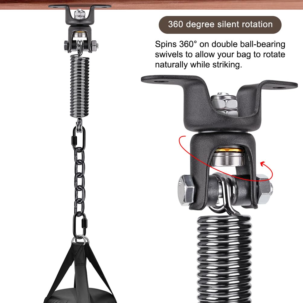 BeneLabel Hammock Chair Hanging Kit, Heavy Duty Swing Hanger with Spring and 39" Chain,Indoor Outdoor Playground Hanging Hammock Punching Bags, 360° Rotation, Black BeneLabel