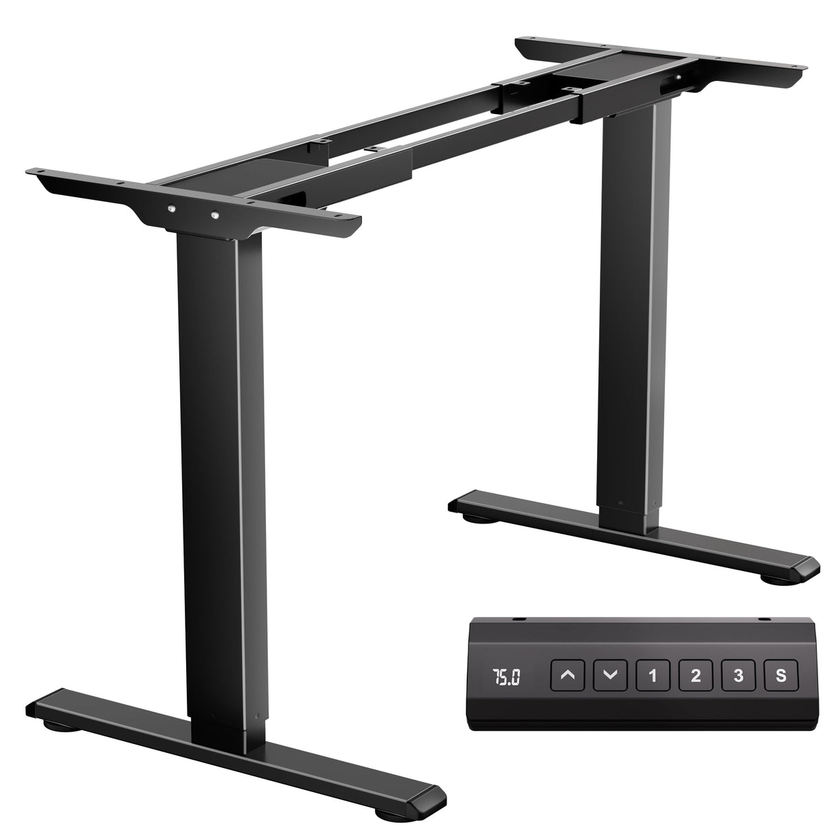 CROWNFURN Dual Motor Electric Standing Desk Frame, Height Adjustable Desk Legs with 330 lbs Capacity, for Max 90″ x 44″ Desktop, Ergonomic Sit Stand Up Desk Base Workstation for Home Office, Black Frame Only CROWNFURN
