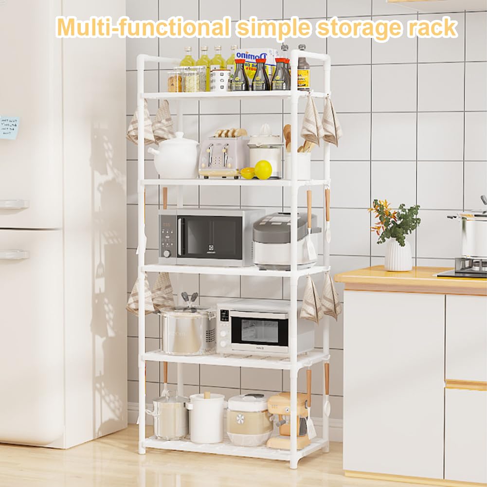 5 Tier Storage Shelves Adjustable Shelving Unit Heavy Duty Storage Rack 66 Lbs Capacity for Kitchen Pantry Closet Bathroom Laundry Garage White Generic