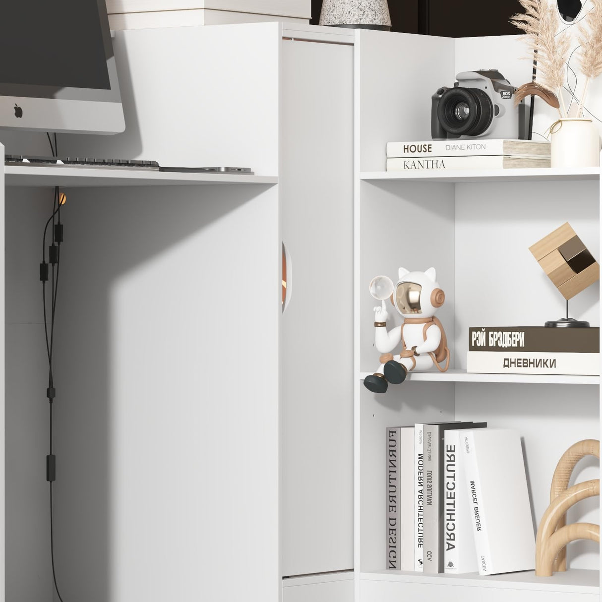 TAMUNE L-Shape Reception Desk with Lights, Front Counter Table with Glass Shelves, Reception Room Table, Counter Desk for Retail Checkout, Lobby Salon Store, White, 39.4”D x 47.2”W x 40.6”H TAMUNE