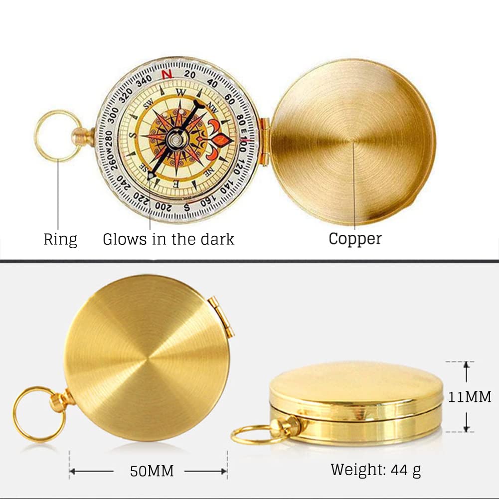 Personalized Copper Compass for Him Custom Engraved Camping Survival Compass Husband Birthday Gift Hobkro