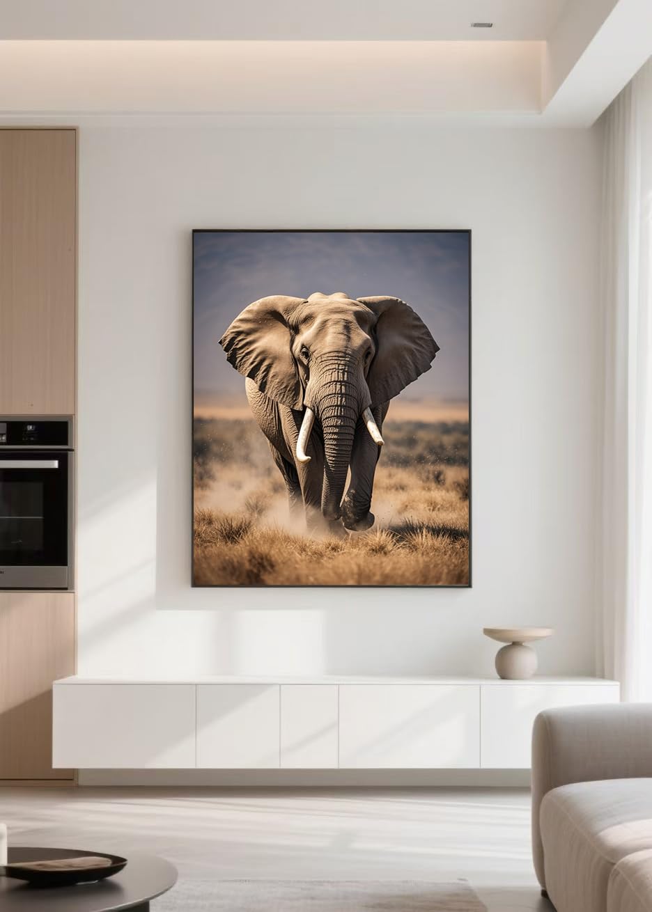 Elephant 5D Diamond Painting Kit for Adults - Wilderness Elephant Full-Drill DIY Round-Drill Art Diamond Painting Set, Suitable for Beginners and Home Wall Decoration 12×16 inch PUSHPIN PAINTING