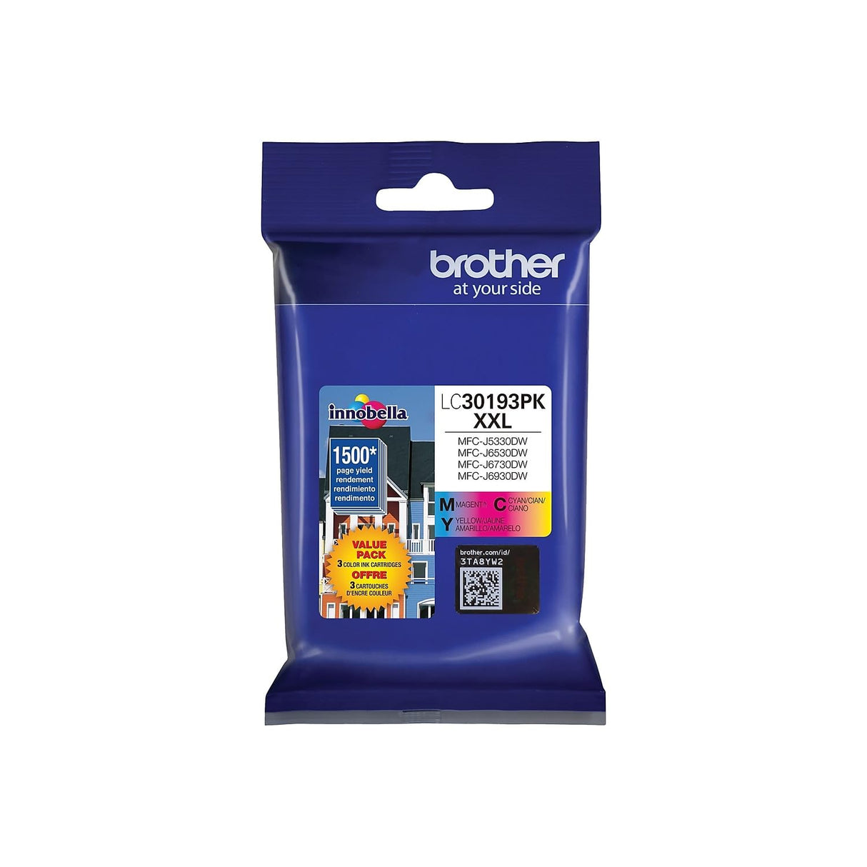 Brother Printer LC30193PK Super High Yield XXL 3 Pack Ink Cartridges- 1 Ea: Cyan/Magenta/Yellow Ink Brother