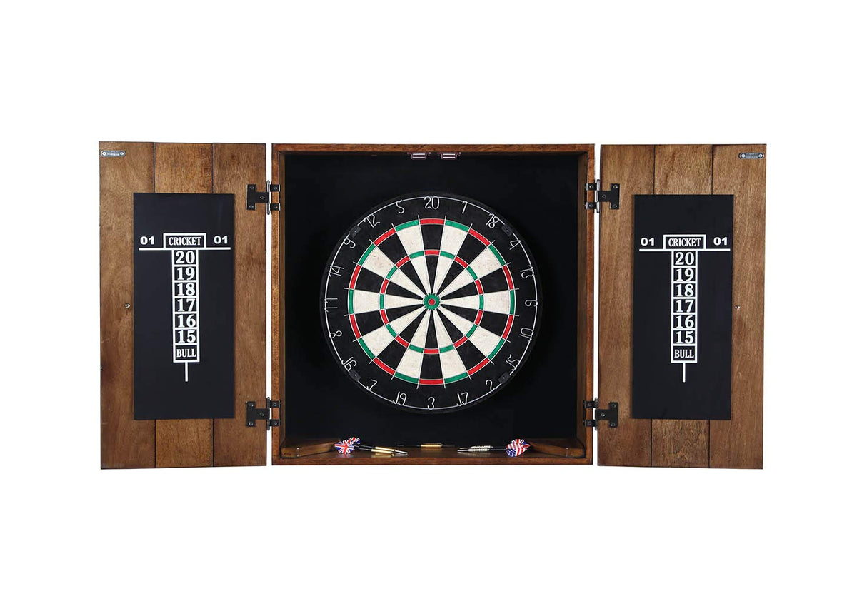 Hathaway Drifter Solid Wood Dartboard & Cabinet Set, Rustic Oak, 6" L W x 25" H Hathaway