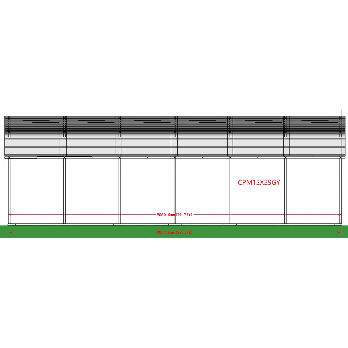 ALEKO Metal Carport | Steel Frame and Roof |12W x 30L x 10H ft. | Heavy-Duty Garage Shelter | All Weather Multi-use Storage Shed | Gray ALEKO