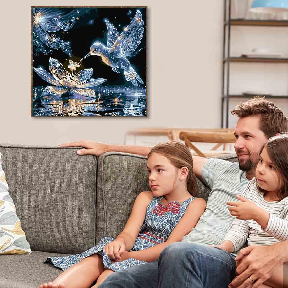 VIGEGU Hummingbird Paint by Numbers Kit for Adults with Framed - Paint by Number with Wooden Easel DIY Adult Paint by Number Kits Box Pack Acrylic Oil Painting 10x10inch VIGEGU