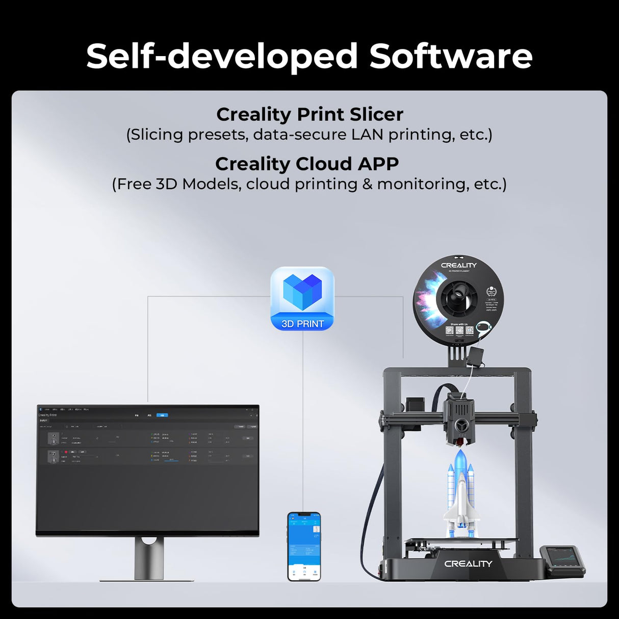 Creality Ender 3 V3 KE 3D Printer, 500mm/s Max High-Speed 3D Printers with Auto Leveling, Dual Cooling, Smart UI and Dual Z-axis, Supports 300℃ Printing Printing Size 8.66x8.66x9.44 inch Creality