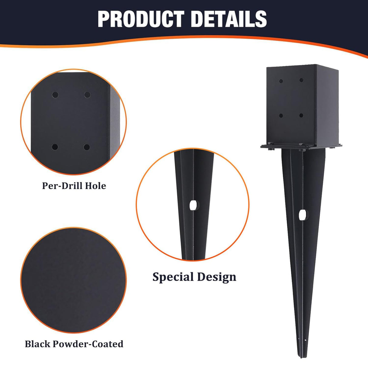 4 Pcs 4"x4" Fence Post Anchor,(Inner Size 3.6"x3.6") Heavy Duty Fence Post Anchor Ground Spike 22" with Black Powder-Coated Outdoor Support Deck,Fence,Porch,Railing,Mailbox.. XIHUWZ