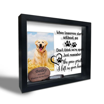 Pet Memorial Shadow Box Frame, Memorial Shadow Box with 10 DIY Adhesive Dots , Large Shadow Box Display Case for Tabletop and Wall Display, Sympathy Keepsake for Pet Lovers (10.6" X 8.7") - A04