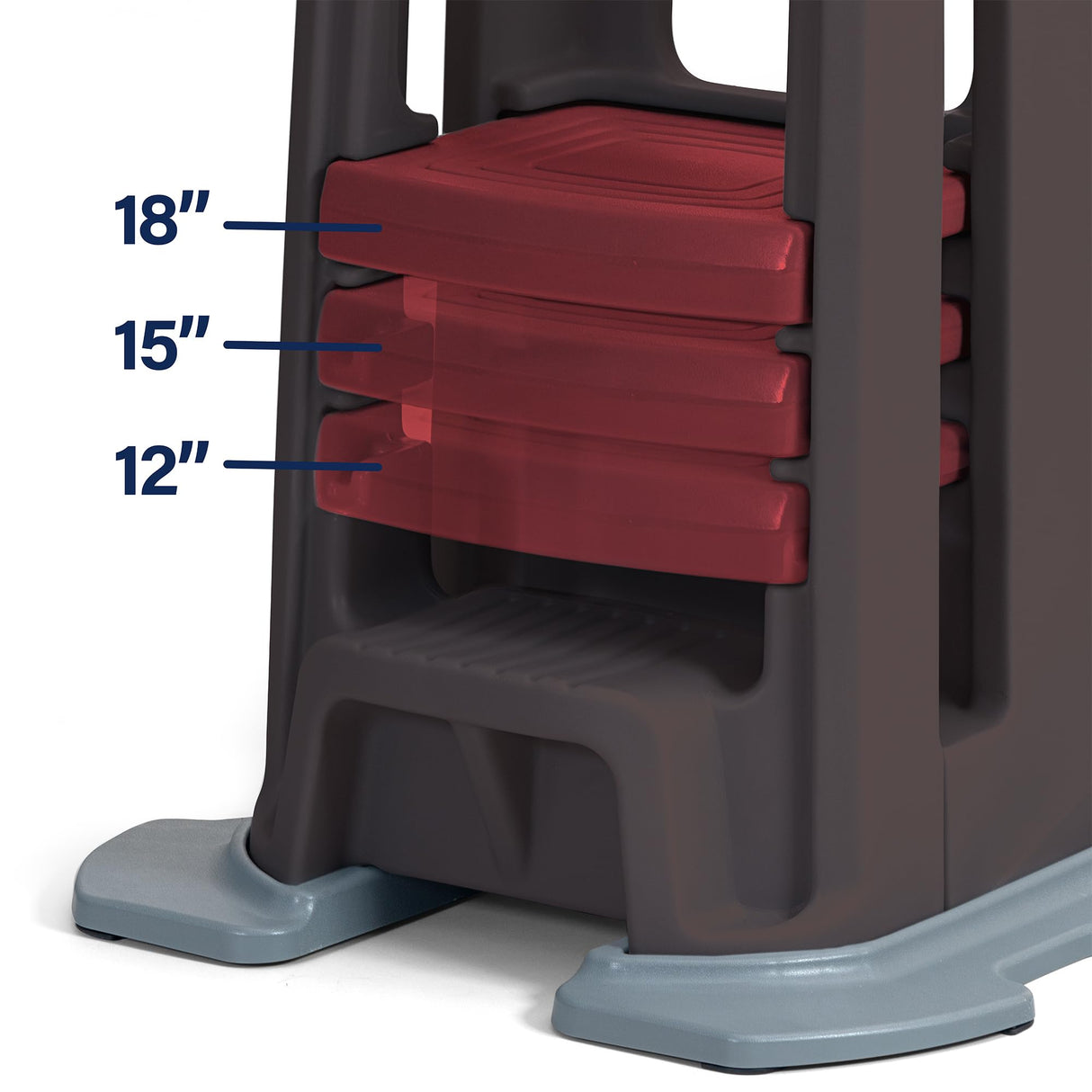 Simplay3 Toddler Tower Montessori Standing Kitchen Step Stool with Sturdy Stabilizing Base and Adjustable Platform, 20.5" D x 26" W x 34.5" H, Ages 18 Months to 5 Years, Espresso Brown Simplay3