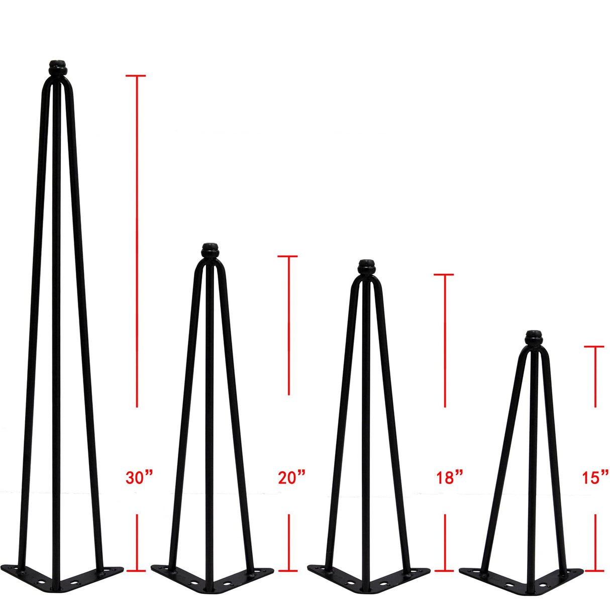 Home Soft Things Hairpin Metal Table Legs 20 Inch Legs for Furniture Coffee Bench Dining End Industrial Table Desk Set of 4 with Black Screws Adjustable Cushion Floor Protectors, 20" Home Soft Things