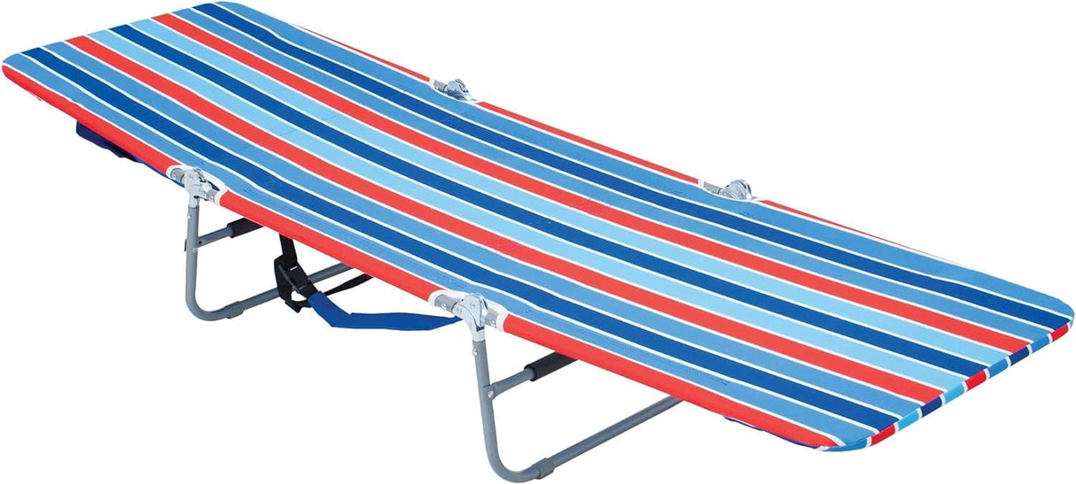 Rio Beach Portable Lay Flat Folding Backpack Beach Lounge Chair with Backpack Straps and Storage Pouch, Blue and Red Rio Brands