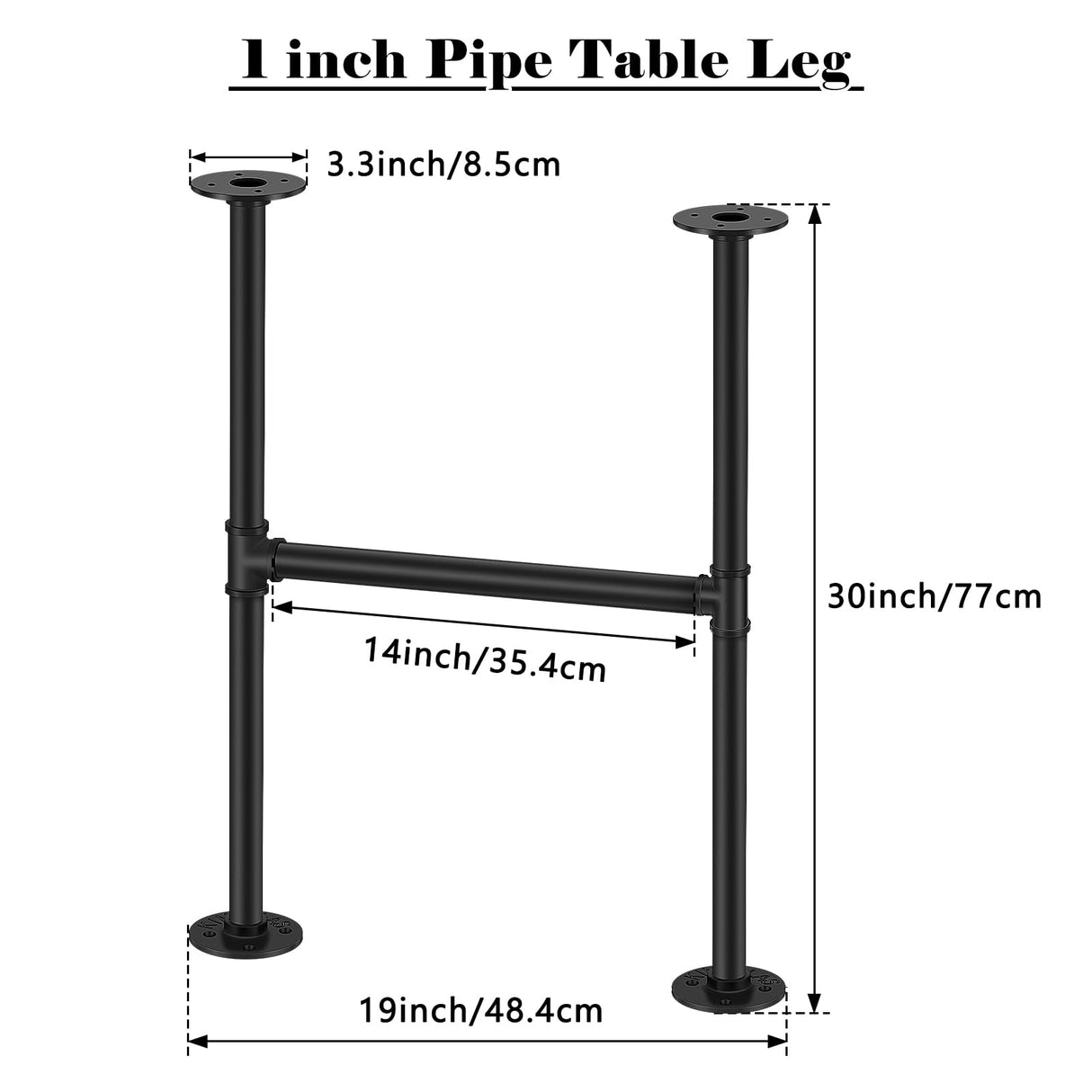 Licperron Coffee Table Legs, 2 Pack 30 Inch Industrial Metal Table Legs, Black Pipe Table Legs for Coffee Desk Furniture Licperron