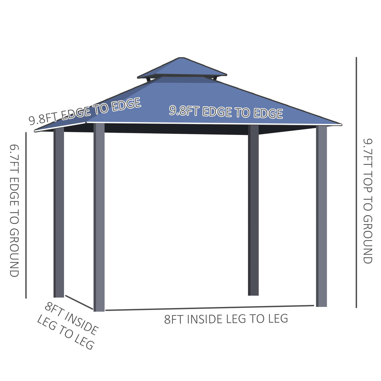 Outsunny 10' x 10' Hardtop Gazebo Canopy with Polycarbonate Roof, Aluminum Frame, Permanent Pavilion Outdoor Gazebo with Netting, for Patio, Garden, Backyard, Deck, Lawn, Gray Outsunny