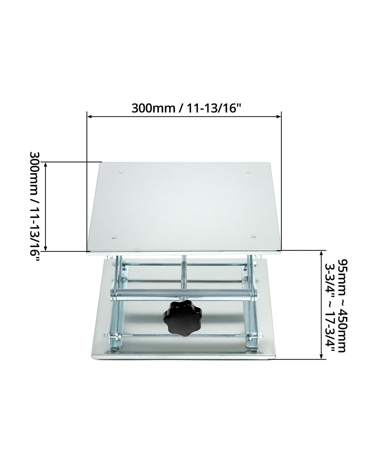 QWORK Lift Tables, 12"x12" Lab Scissors Jack, 304 Stainless Steel Scissor Stand, 18" Height 55lbs Load Jack Platform, Lifting Platform QWORK