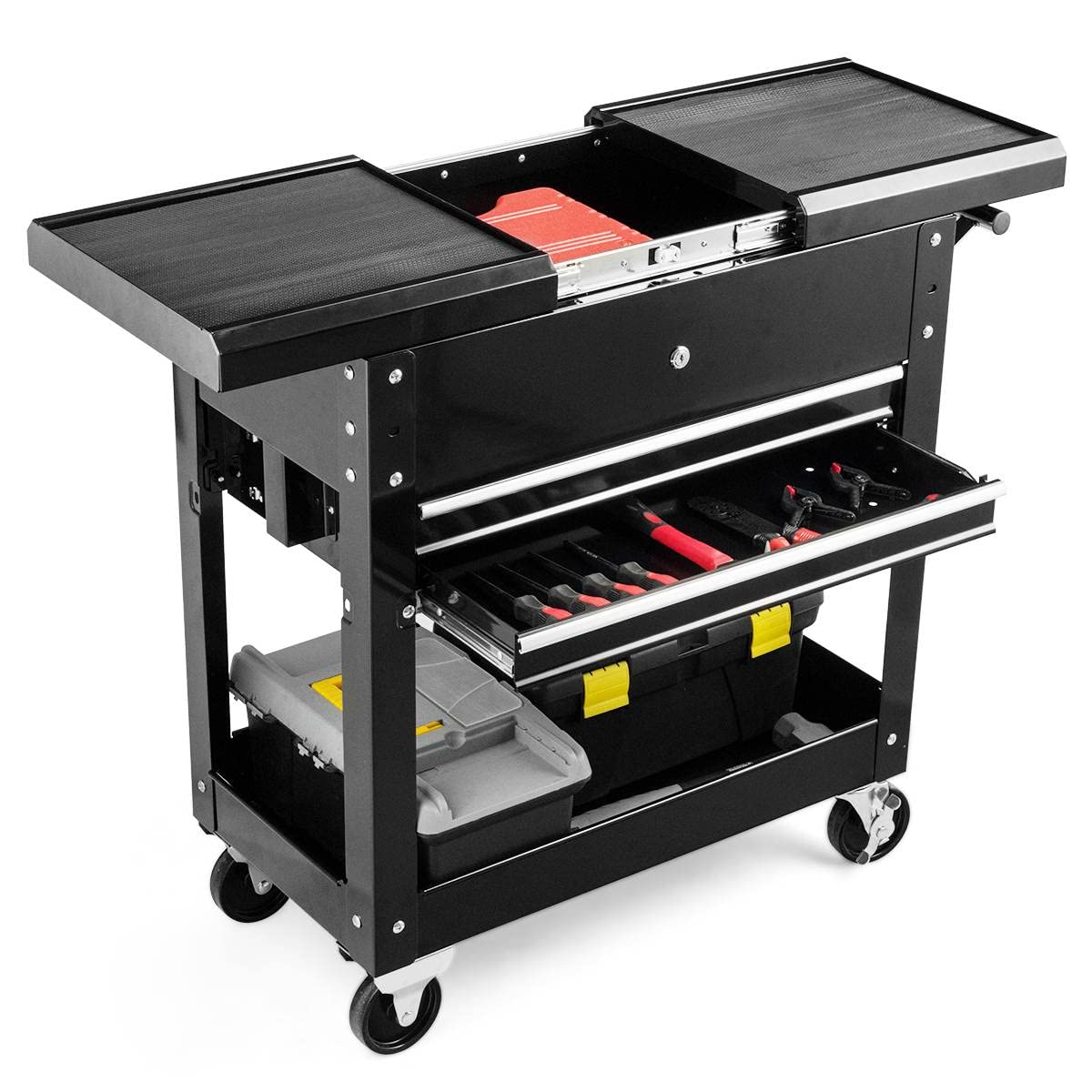 Happytools Happytool Rolling Tool Cart, Lockable Tool Chest Mechanic w/Storage Drawers & Wheels, Tool Box Organizers on Wheels for Black Happytools