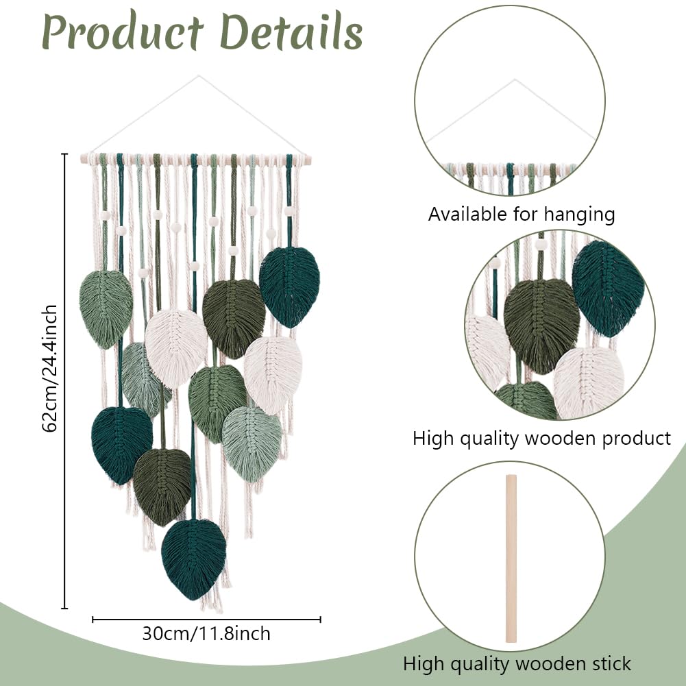 ACRNIGHEET Boho Macrame Leaf Kit for Adults Beginners Large DIY Macrame Kit Leaf Tassels Wall Hanging Elegant Wall Decor Bohemian Macrame Projects Handmade Enthusiast Gift ACRNIGHEET