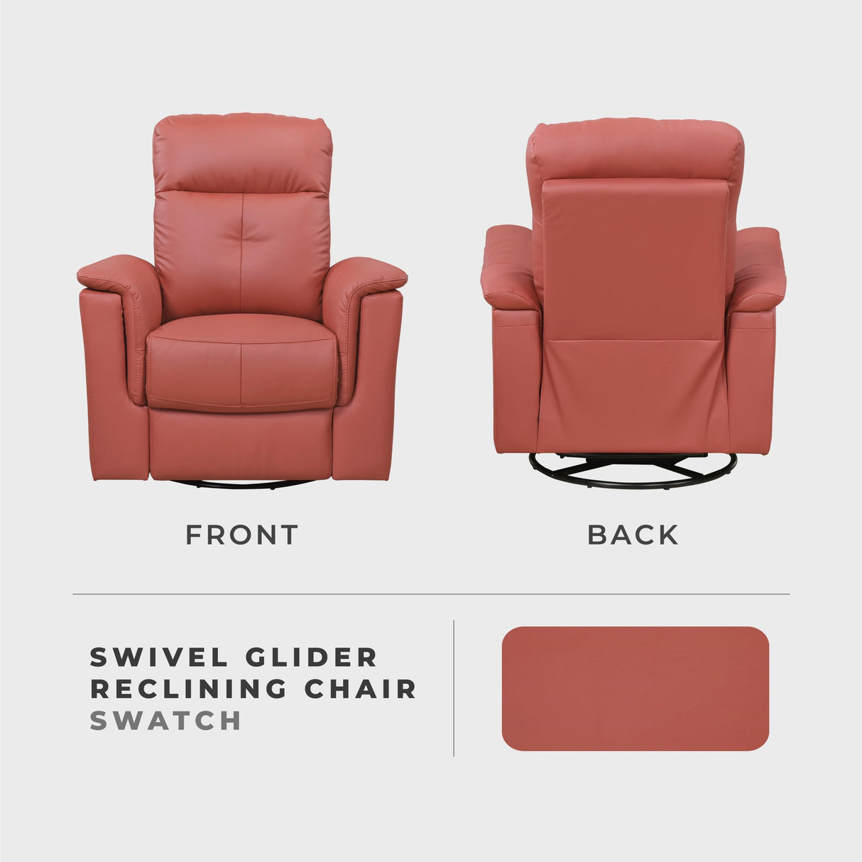 Lexicon Swivel Glider Recliner Chair, Comfy Nursery Glider, Top Grain Leather Match Recliner, Manual Reclining Chair for Living Room/Office/Apartment, Red Lexicon