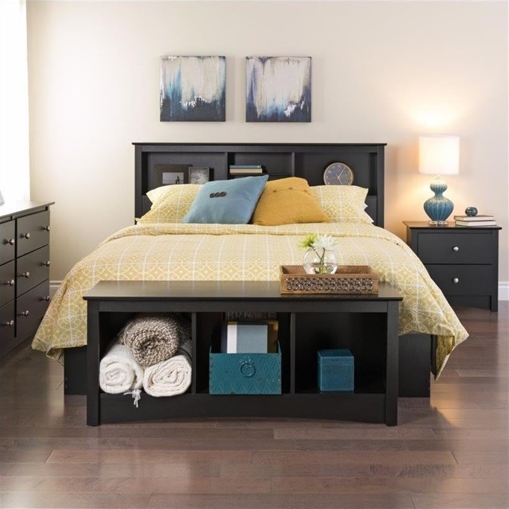 Prepac Sonoma Traditional Nightstand Side Table with 2 Drawers, Functional 2-Drawer Bedside Table 16" D x 23.25" W x 21.75" H, Black, BDC-2422 Prepac
