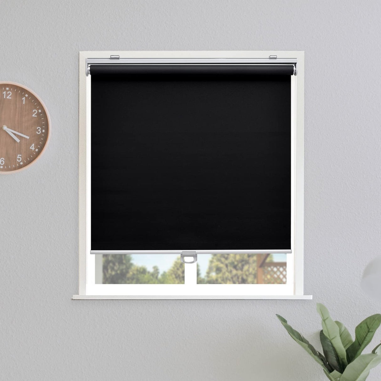 Sunoff Blackout Roller Shades Blinds Cordless for Windows Pull Down Room Darkening Door Blinds with Thermal Insulated Easy to Install for Living Room,Bedroom,Home,Office Bathroom Black 23" W x 72" H sunoff