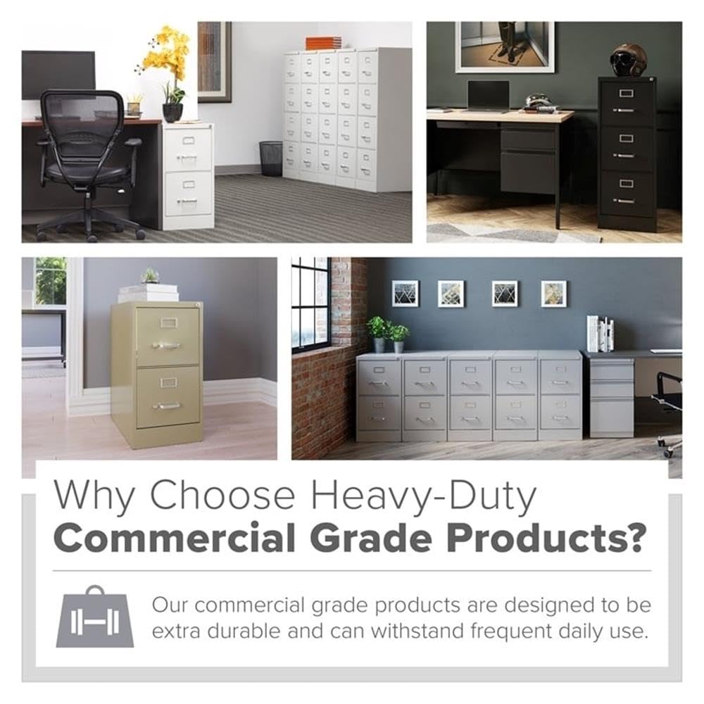 Pemberly Row 4 Drawers 52" Vertical Black Metal Filing Cabinet Lockable Pre-Assembled Stationary Letter Size for Home, Office Pemberly Row