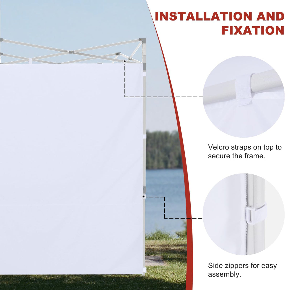 ABCCANOPY Instant Canopy SunWall 10x10 FT, 1 Pack Sidewall Only, No Frame or Top, White ABCCANOPY