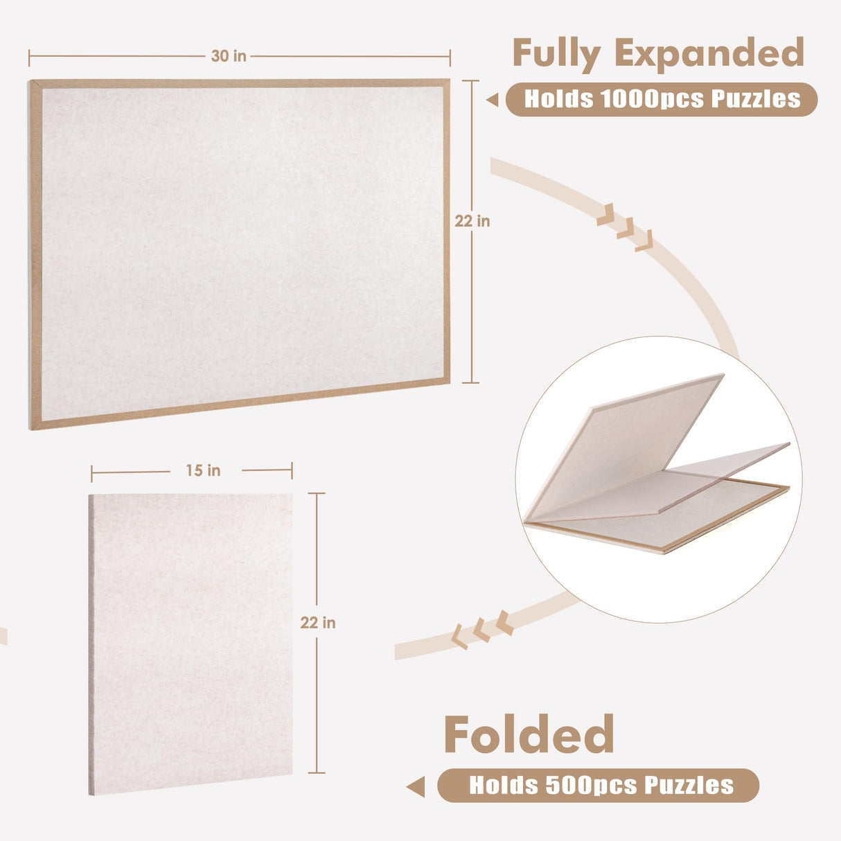 Jigsaw Puzzle Board with 4 Sorting Trays, 1000 Pieces Playing Surface with Protective Cover, 31.5" x 24" Felt Display Board Piecevana
