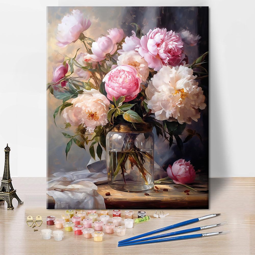 TUMOVO Paint by Numbers Kit for Adults - Color by Number Canvas with Rabbit in Flower Field Art, DIY Painting Kit for Adults Beginner, 16x20 Inch TUMOVO