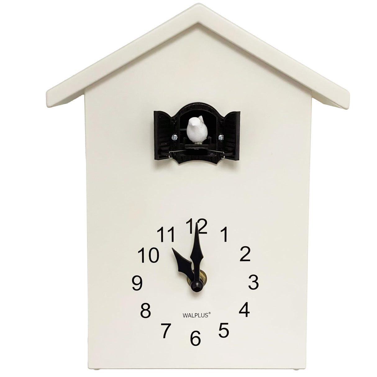 WALPLUS Modern Cuckoo Clocks for Wall Hourly Chiming Coo Coo Clock Volume Adjustable Cookoo Clock Removable Pendulum Christmas Cuckoo Clock Gift White Interior Decoration WALPLUS