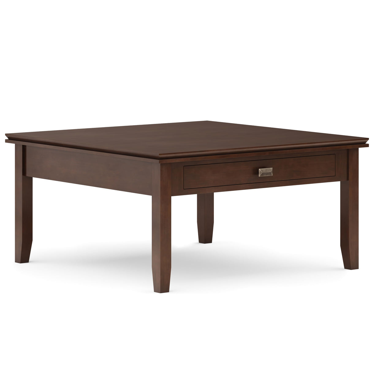 SIMPLIHOME Artisan Square Coffee Table - 36 inch Wide Solid Wood Transitional Cocktail Table in Russet Brown, Classic Living Room Table with Slatted Open Shelf and Contemporary Framed Top Design SIMPLIHOME