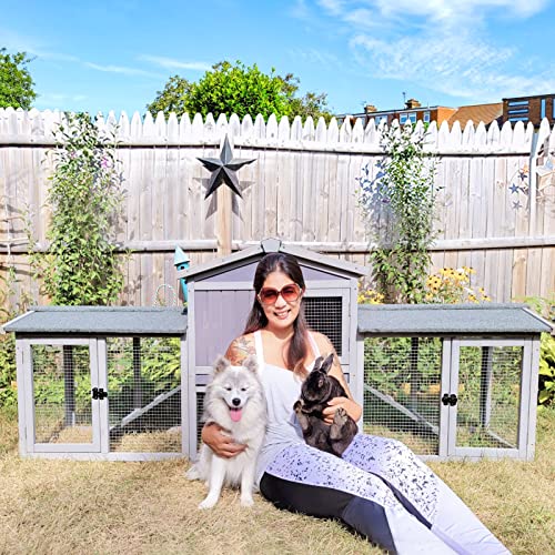 Aivituvin Rabbit Hutch Bunny Hutch Large Rabbit Cage, Indoor Bunny Cages Outdoor Rabbit House (Style2) Aivituvin