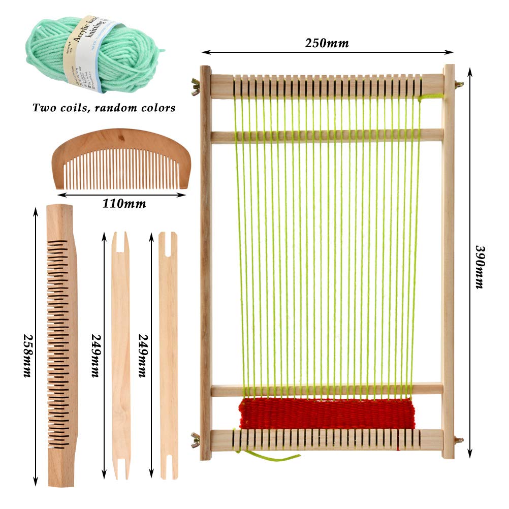 FOCCTS Wooden Multi-Craft Weaving Loom Large Frame 9.84 x 15.35 x 1.3inch, Tapestry Loom Wooden Weaving Loom Creative DIY Weaving Art for Kids, Beginners and Expertsrt FOCCTS