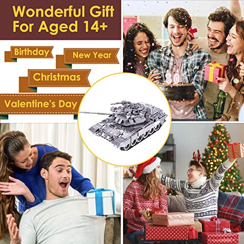 Piececool Metal 3D Puzzles for Adults or Teens, Military Tank T-90A DIY 3D Metal Model Building Projects Kits Brain Teaser Puzzle - Great Gift Idea,150 Pcs