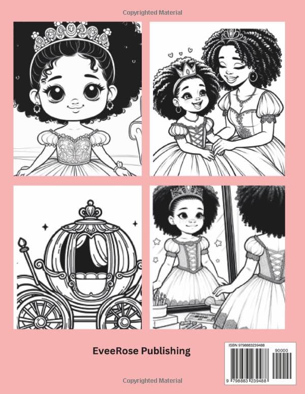 Black Girl Princesses Coloring Book: A Coloring Journey For The Little Black Princesses. For Ages 4-8 WoodArtSupply