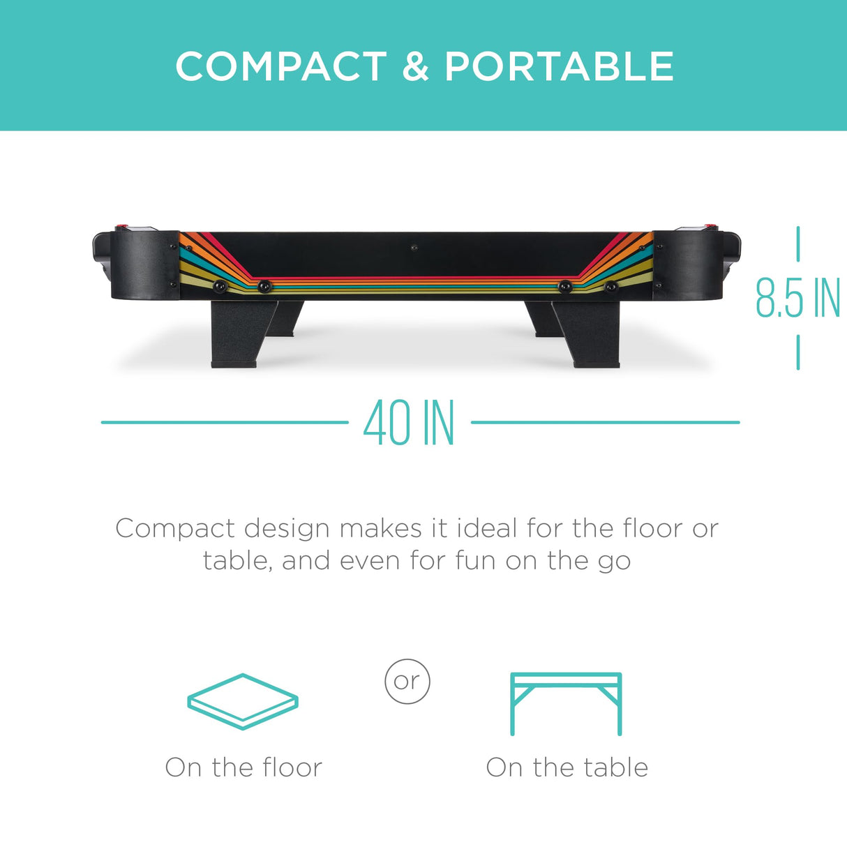 Best Choice Products 40in Portable Tabletop Air Hockey Arcade Table for Game Room w/ 100V Motor, Electric Fan, 2 Strikers, 2 Pucks - Arcade Best Choice Products